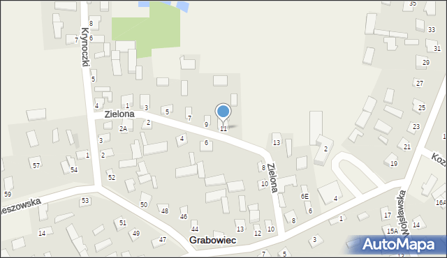 Grabowiec, Zielona, 11, mapa Grabowiec