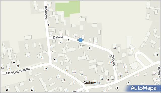 Grabowiec, Zielona, 4, mapa Grabowiec