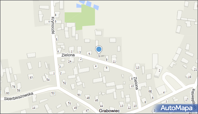 Grabowiec, Zielona, 7, mapa Grabowiec