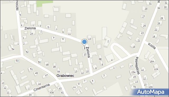 Grabowiec, Zielona, 8, mapa Grabowiec