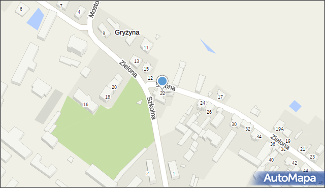 Gryżyna, Zielona, 22, mapa Gryżyna