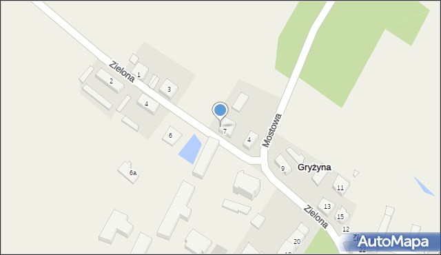 Gryżyna, Zielona, 7/2, mapa Gryżyna