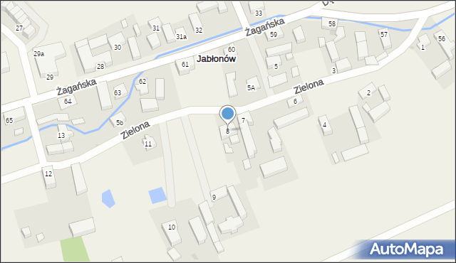 Jabłonów, Zielona, 8, mapa Jabłonów