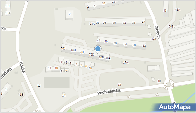 Jastrzębie-Zdrój, Zielona, 76C, mapa Jastrzębie-Zdrój