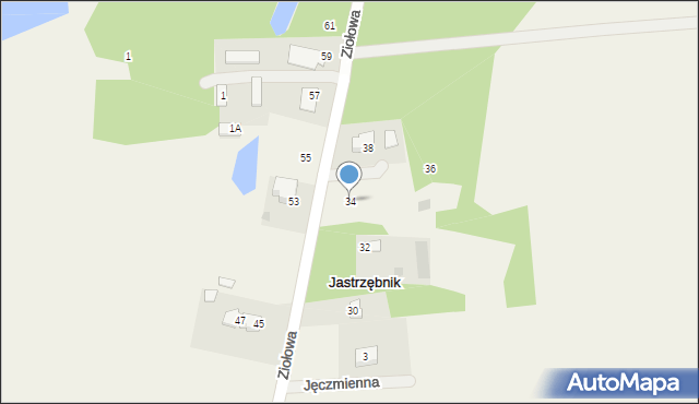 Jastrzębnik, Ziołowa, 34, mapa Jastrzębnik