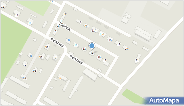 Jelcz-Laskowice, Zielona, 14, mapa Jelcz-Laskowice