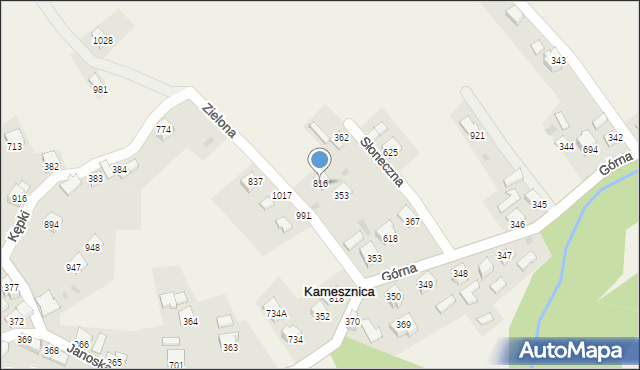 Kamesznica, Zielona, 816, mapa Kamesznica