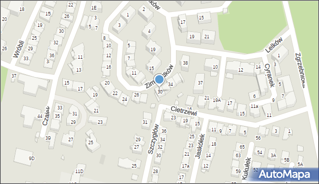 Katowice, Zimorodków, 30, mapa Katowic