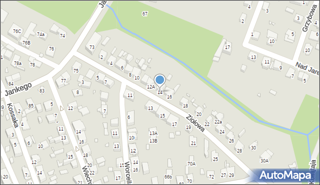 Katowice, Ziołowa, 14, mapa Katowic