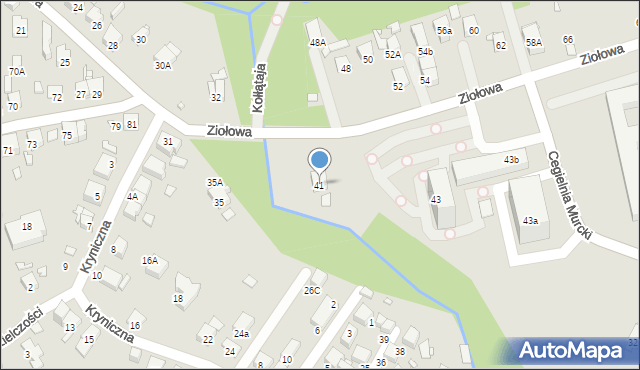 Katowice, Ziołowa, 41, mapa Katowic