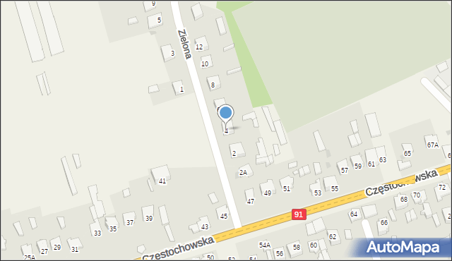 Kłomnice, Zielona, 4, mapa Kłomnice