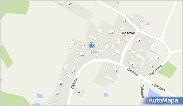 Kosowy, Zielona, 8, mapa Kosowy