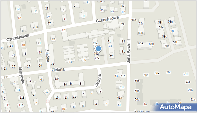 Kostrzyn nad Odrą, Zielona, 71a, mapa Kostrzyn nad Odrą