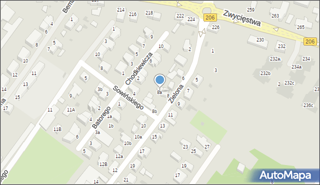 Koszalin, Zielona, 8a, mapa Koszalina