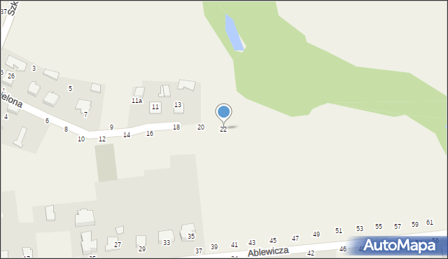 Koszyce Wielkie, Zielona, 22, mapa Koszyce Wielkie