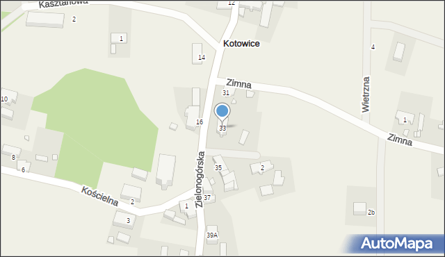 Kotowice, Zielonogórska, 33, mapa Kotowice