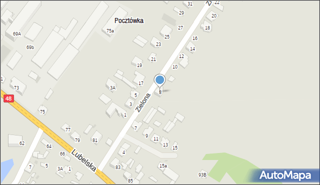 Kozienice, Zielona, 8, mapa Kozienice