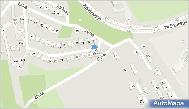 Kraków, Zielna, 83, mapa Krakowa