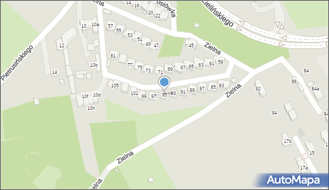 Kraków, Zielna, 95, mapa Krakowa