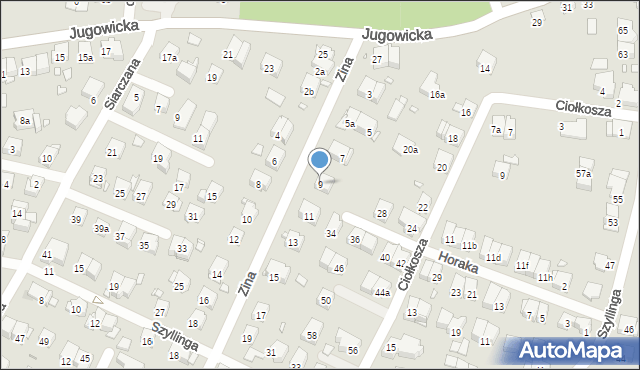 Kraków, Zina Wiktora, prof., 9, mapa Krakowa