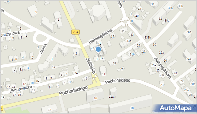 Kraków, Zielińska, 1a, mapa Krakowa