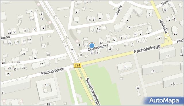 Kraków, Zimorowicza Szymona, 17, mapa Krakowa