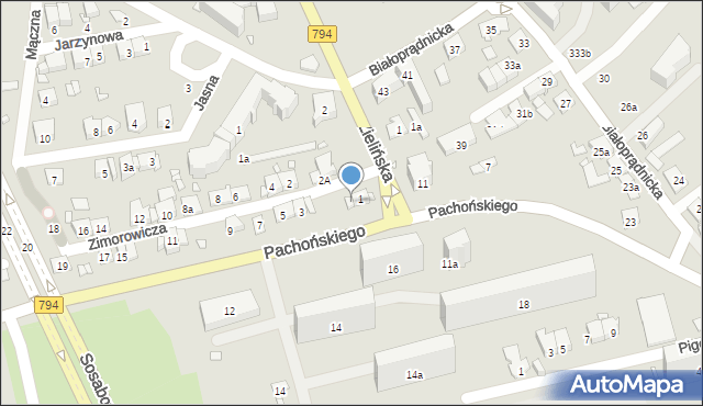 Kraków, Zimorowicza Szymona, 1a, mapa Krakowa