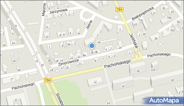 Kraków, Zimorowicza Szymona, 8, mapa Krakowa