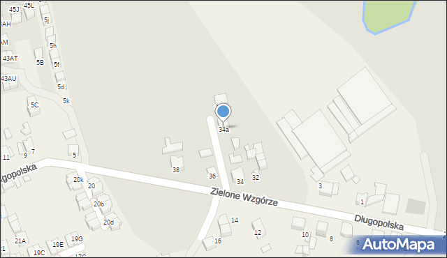 Kraków, Zielone Wzgórze, 34a, mapa Krakowa