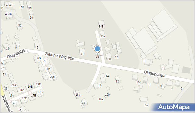 Kraków, Zielone Wzgórze, 36, mapa Krakowa