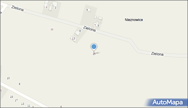 Krasiejów, Zielona, 15, mapa Krasiejów