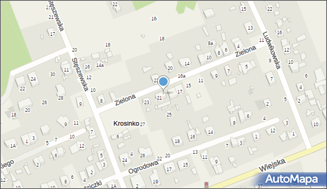 Krosinko, Zielona, 21a, mapa Krosinko