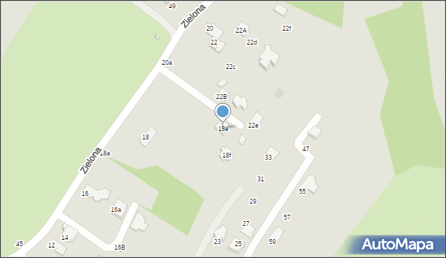 Krosno, Zielona, 18e, mapa Krosna