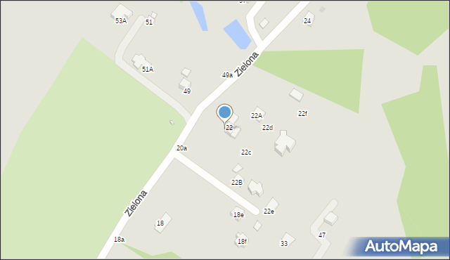 Krosno, Zielona, 24, mapa Krosna