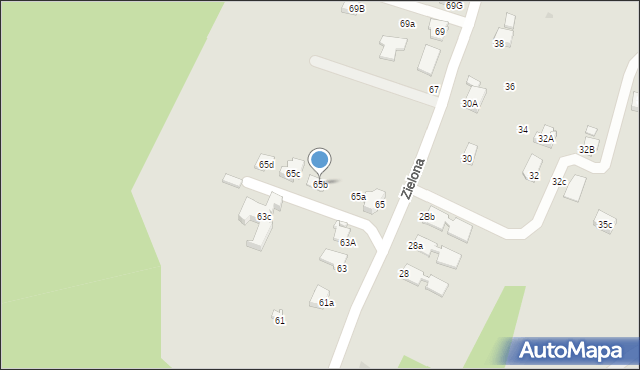 Krosno, Zielona, 65b, mapa Krosna