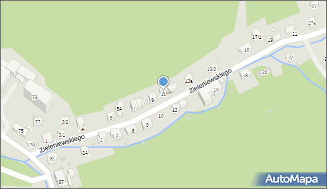 Krynica-Zdrój, Zieleniewskiego, 11, mapa Krynica-Zdrój