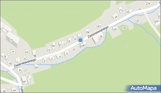 Krynica-Zdrój, Zieleniewskiego, 12, mapa Krynica-Zdrój