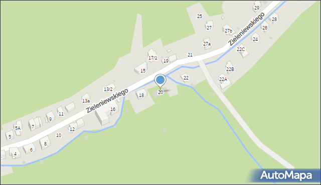 Krynica-Zdrój, Zieleniewskiego, 20, mapa Krynica-Zdrój