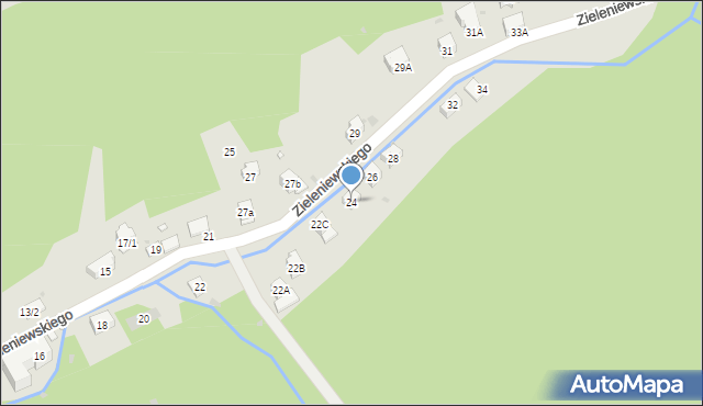 Krynica-Zdrój, Zieleniewskiego, 24, mapa Krynica-Zdrój