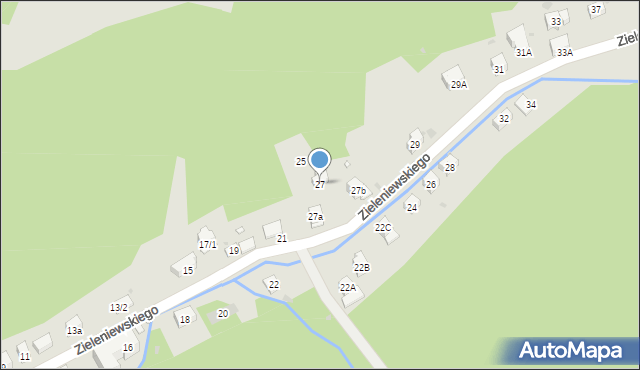 Krynica-Zdrój, Zieleniewskiego, 27, mapa Krynica-Zdrój