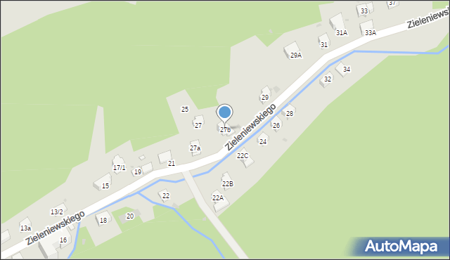 Krynica-Zdrój, Zieleniewskiego, 27b, mapa Krynica-Zdrój