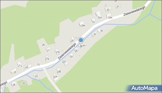 Krynica-Zdrój, Zieleniewskiego, 28, mapa Krynica-Zdrój