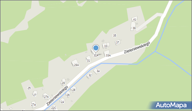 Krynica-Zdrój, Zieleniewskiego, 31A, mapa Krynica-Zdrój