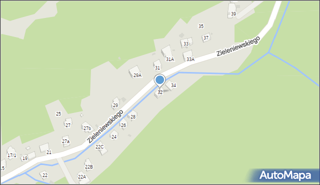 Krynica-Zdrój, Zieleniewskiego, 32, mapa Krynica-Zdrój