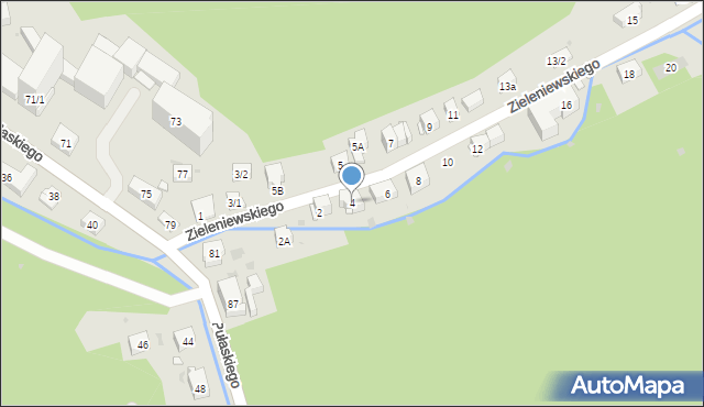 Krynica-Zdrój, Zieleniewskiego, 4, mapa Krynica-Zdrój