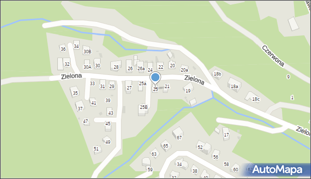 Krynica-Zdrój, Zielona, 25, mapa Krynica-Zdrój