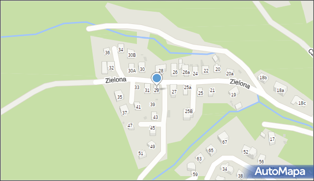 Krynica-Zdrój, Zielona, 29, mapa Krynica-Zdrój