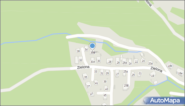 Krynica-Zdrój, Zielona, 30B, mapa Krynica-Zdrój