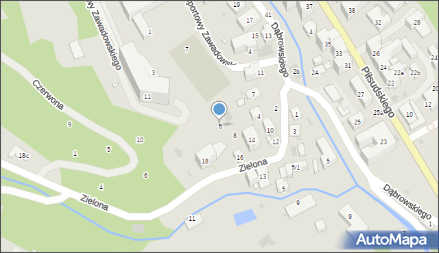 Krynica-Zdrój, Zielona, 6, mapa Krynica-Zdrój