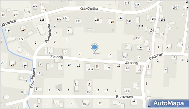 Krzeczów, Zielona, 11, mapa Krzeczów